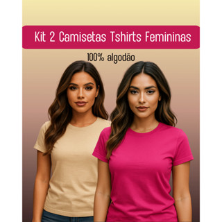 Kit 2 Camisetas T-shirts Babylook Feminina 100% algodão em Oferta na Shopee