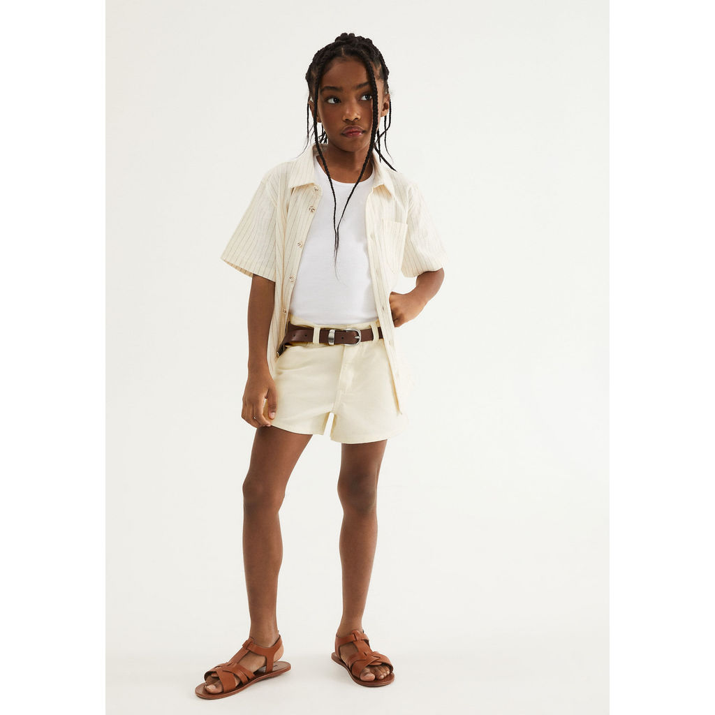 Shorts Infantil Menina Barra Desfiada Em Sarja em Oferta na Shopee