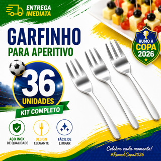 Kit 36/24/12 Garfos de Aperitivo Inox Pequenos Para Queijos, Frios, Frutas e Receber Convidados