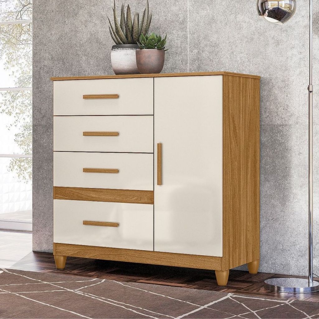 Cômoda Vênus 4 Gavetas 1 Porta Sapateira Com Pés Moval