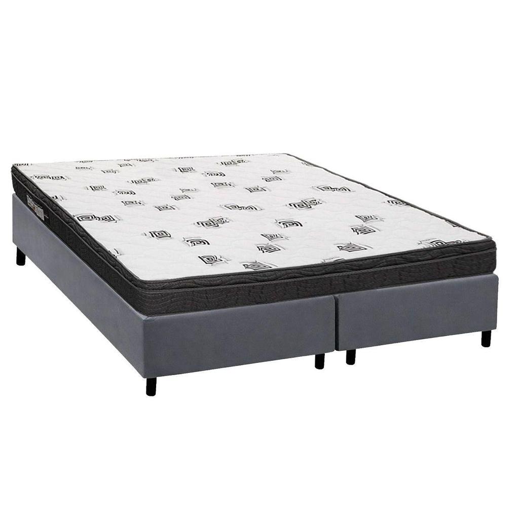 Cama Box Queen: Colchão Espuma D45 Ortobom Light Ortopilow + Base CRC Suede Gray(158x198)