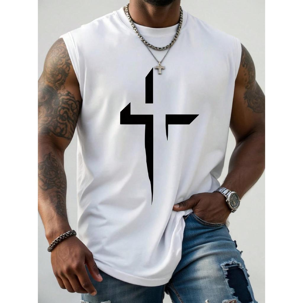 Camisa Regata Estampada Cruz Religiosa Católica Gospel Fé Igreja Academia Oversized Camiseta Premium