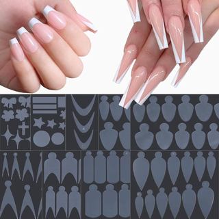 9 Folhas de Adesivos para Unhas, Adesivos para Manicure Francesa, Moldes para Unhas, Guias Pontas com Franjas, Ades