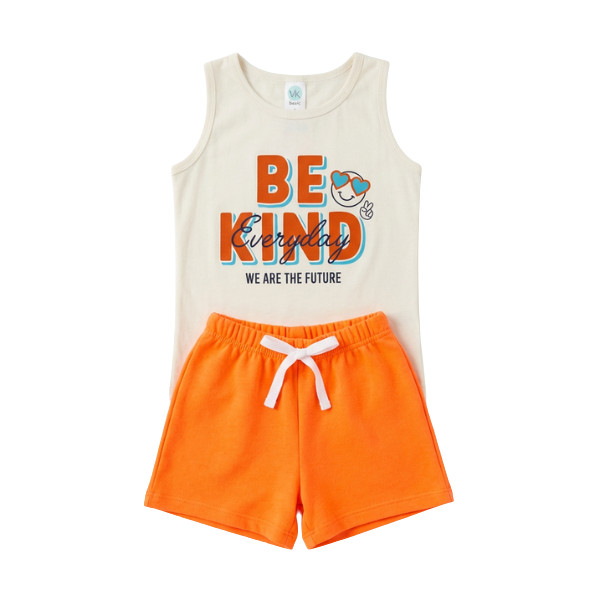 Conjunto Infantil Menina Regata Estampada + Short Moletinho