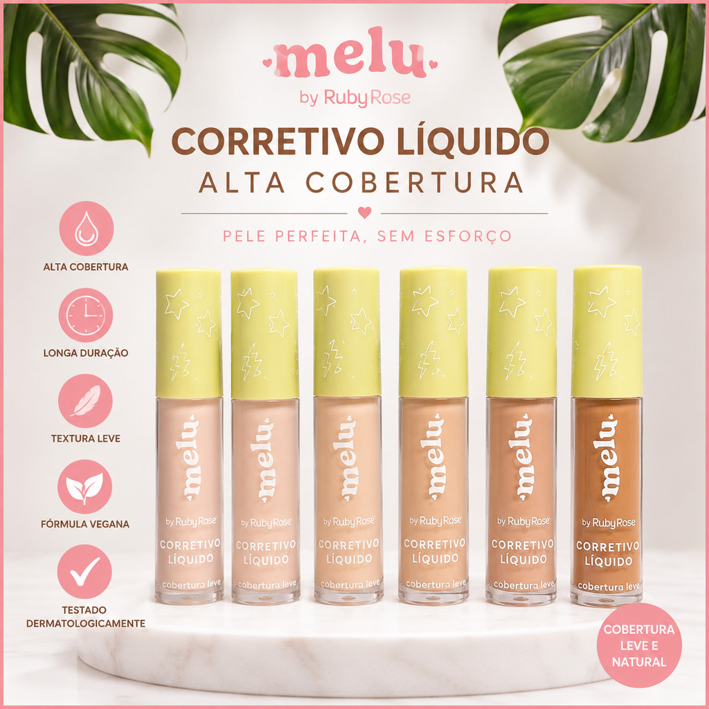 Corretivo Líquido Cobertura Leve Melu by Ruby Rose HB-8104