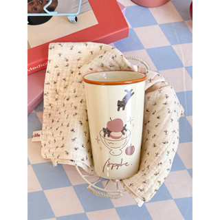 Muni Original maçã gato copo de café da manhã grande capacidade copo cerâmica bonito menina coração copo leite doméstico