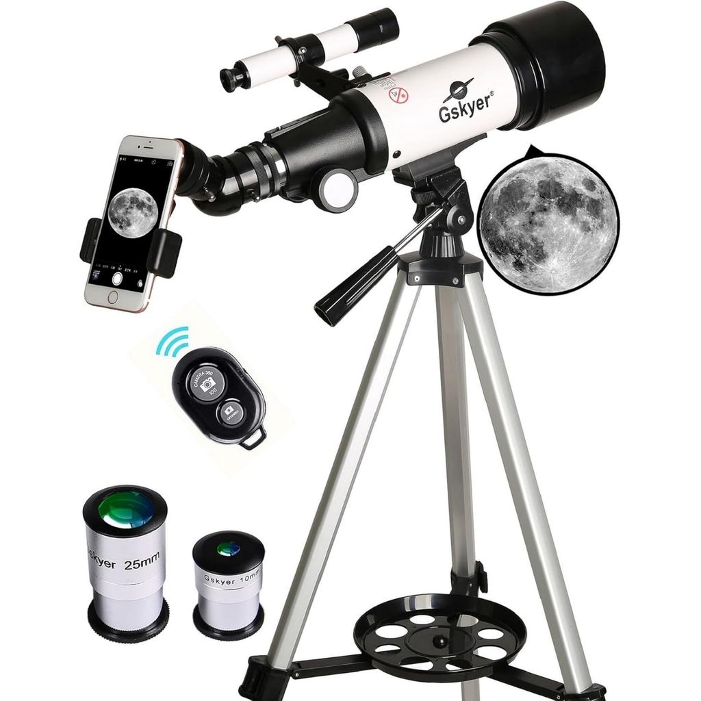 Telescópio Gskyer, Abertura de 70mm, Montagem AZ de 400mm, Telescópio Refrator Astronômico para Crianças e Iniciantes - 