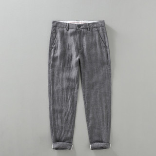 Calças de linho tingidas de fio masculinas primavera verão novo estilo calças Retro respirável puro linho calças casuais