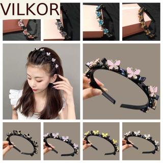 Faixas De Cabelo VILKOR Com Clipes , Argola Borboleta Feminina Estilo Francês Elegante , Faixa De Plástico Doce