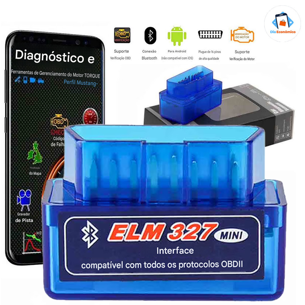 Scanner Automotivo Bluetooth OBD2 ELM327 – Mini Scanner para Android e iOS – Leitura e Limpeza de Falhas do Veículo