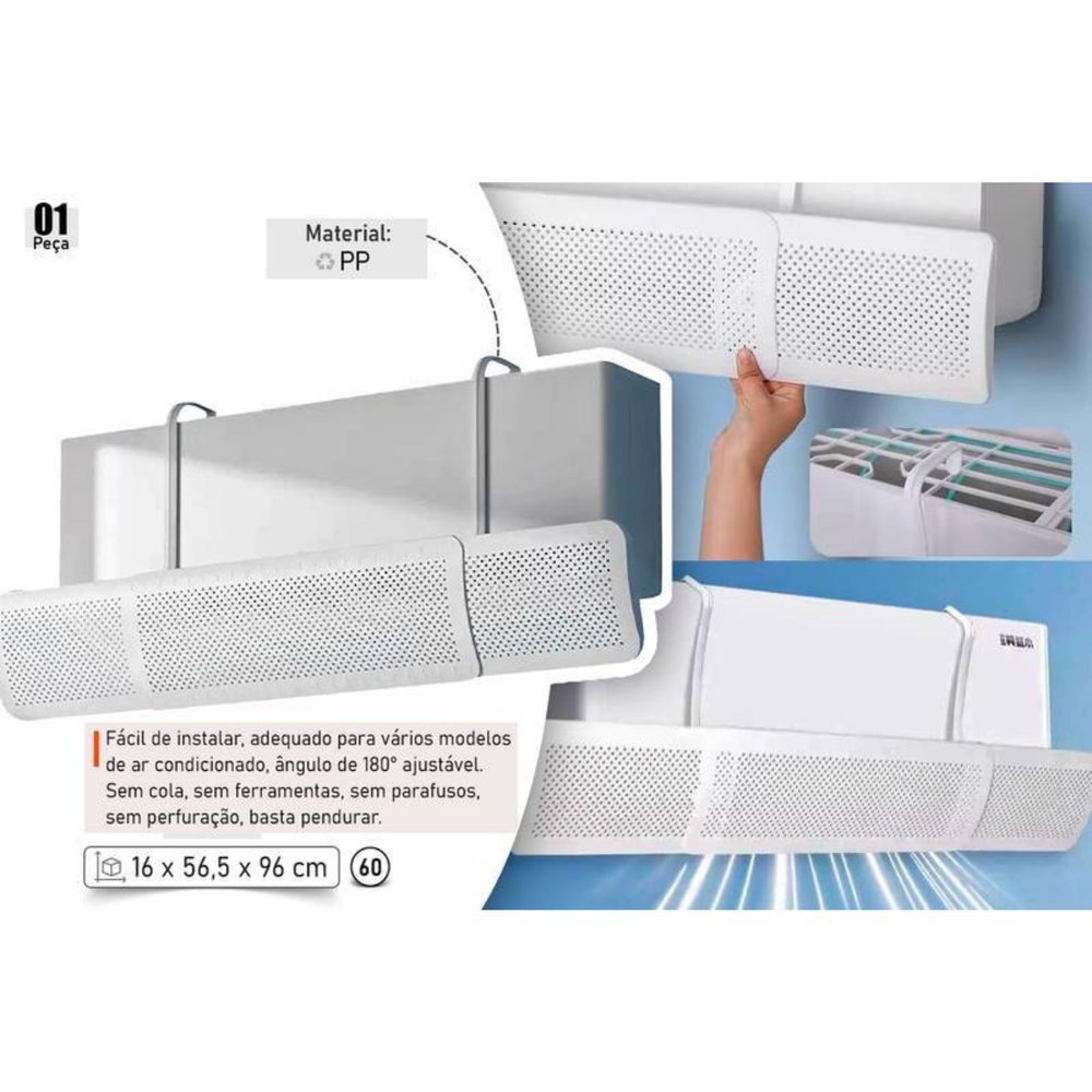 Defletor suporte para ar condicionado branca - prático e resistente para climatização
