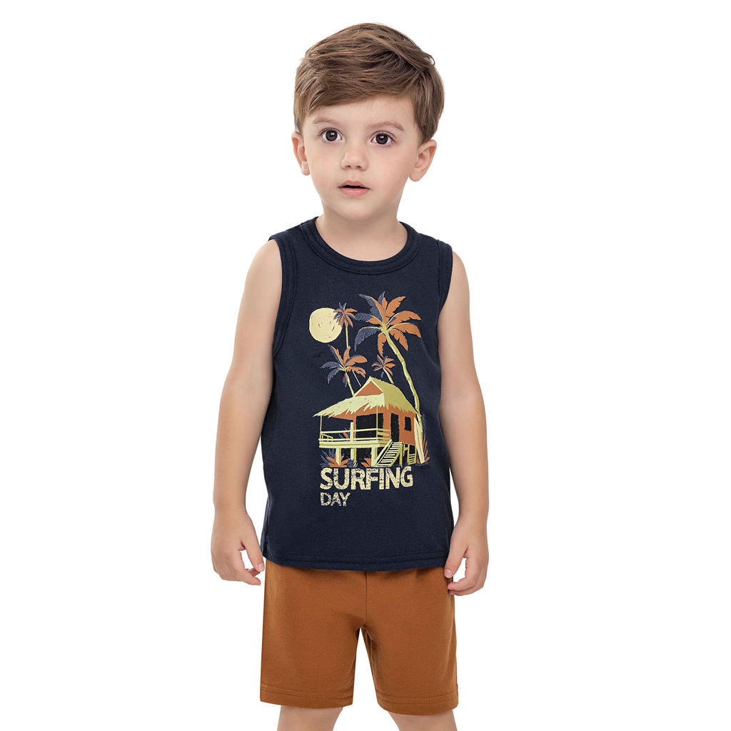 Conjunto Infantil Menino Regata Estampada Elian Azul