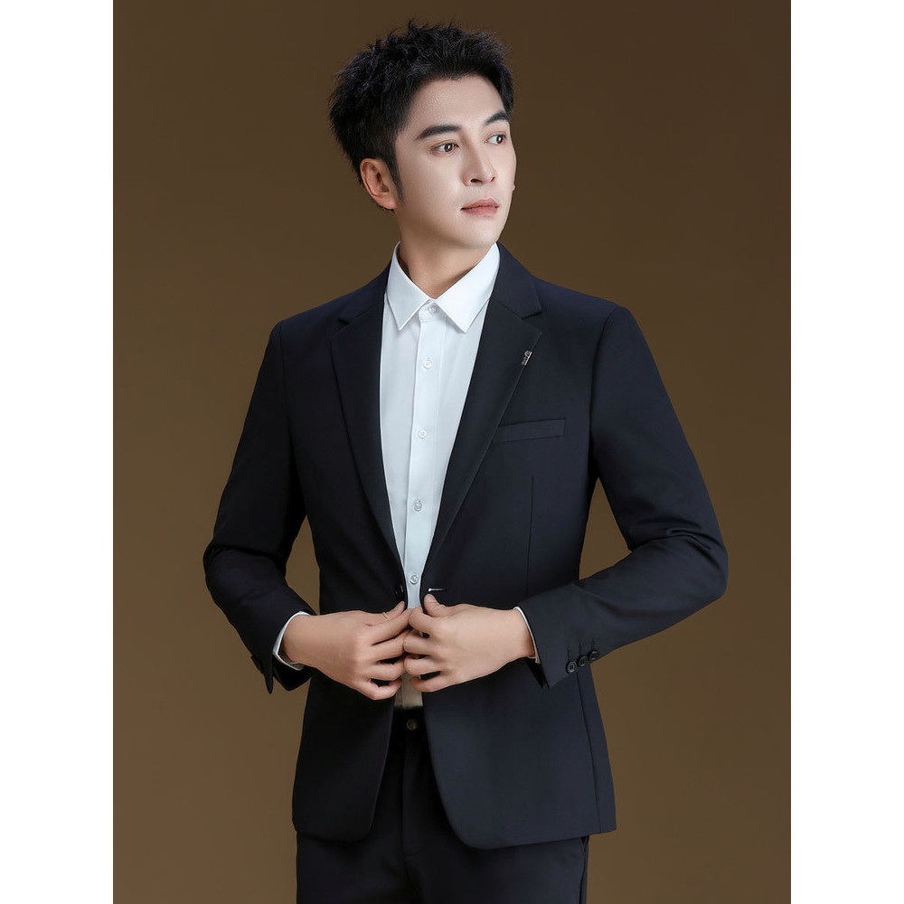 POWO terno elástico alto masculino de negócios Casual Formal Wear 2025 novo estilo primavera outono jaqueta versão corea