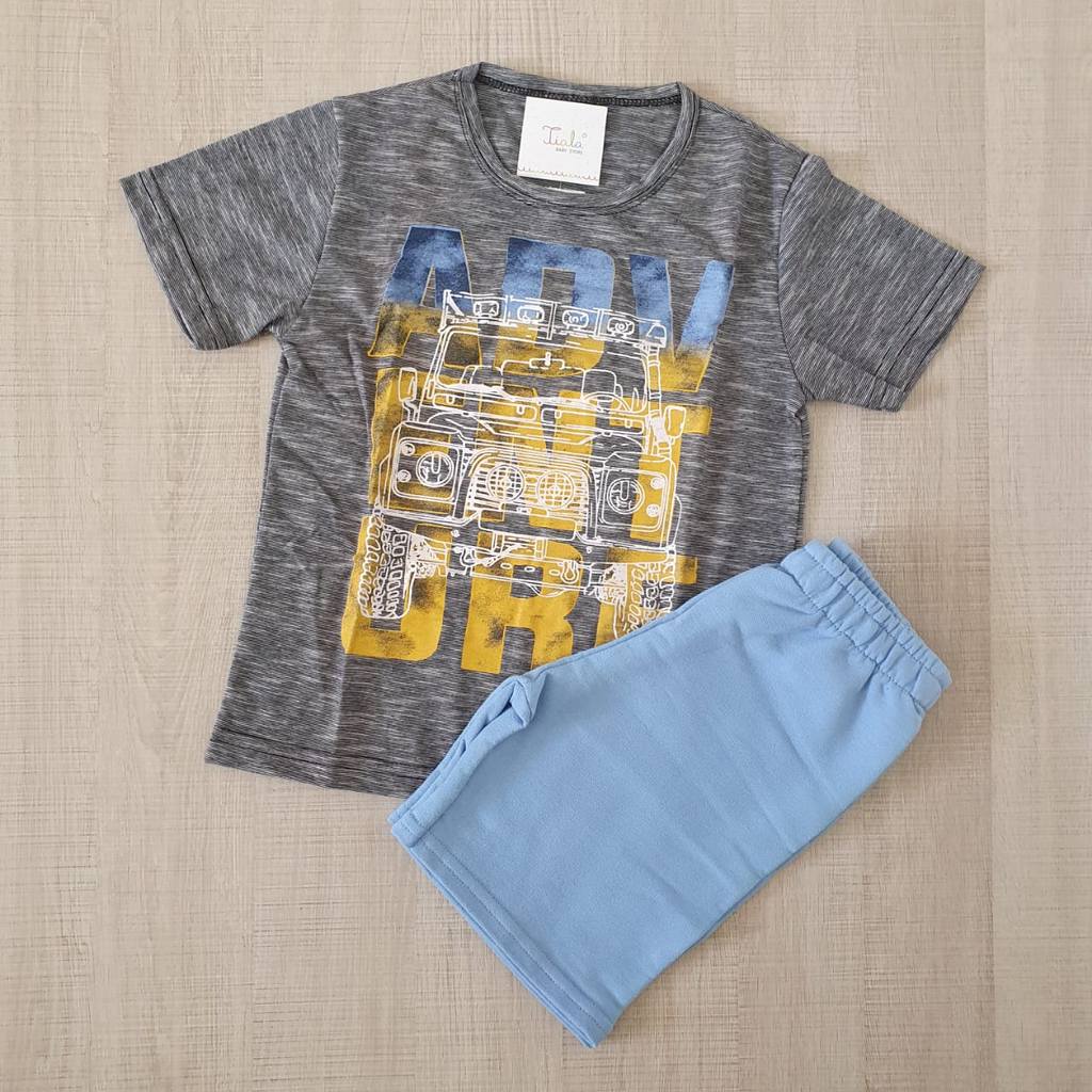 Conjunto Masculino Camiseta e Short Moletinho Adventure 3 anos