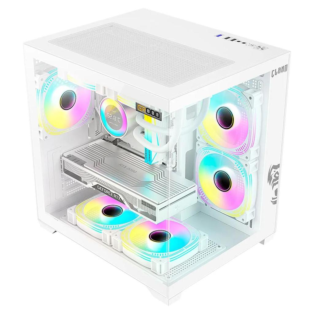 Gabinete Gamer Snow Grodd Vidro Rgb Micro Atx Itx Clanm
