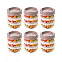 Kit 6 Mini Organizadores Redondo Semanal Saudável Fitness Salada Fruta Lanche Marmita Iogurte Plasútil