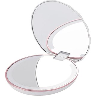           Espelho de Maquiagem de Viagem Jia Shi Da com Luz LED, Espelho de Maquiagem Portátil de Dupla Face, Espelho Om