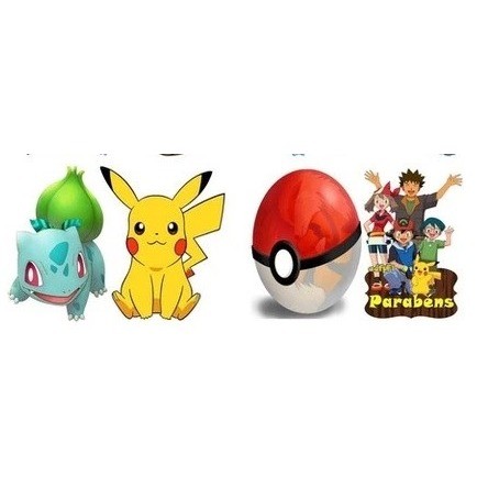 Display de festa pokemon 4 peças de 20cm em mdf