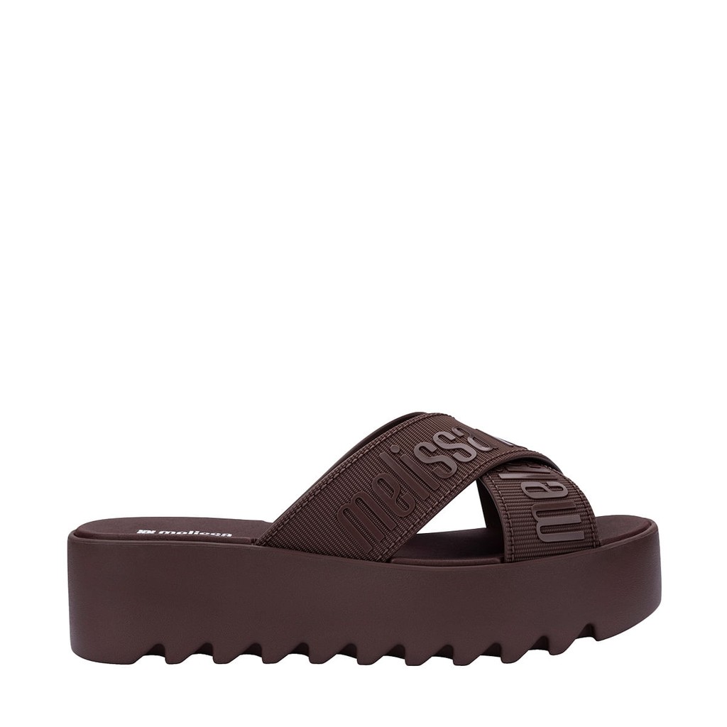 Melissa M Lover Cross Strap Platform Bronze Marrom