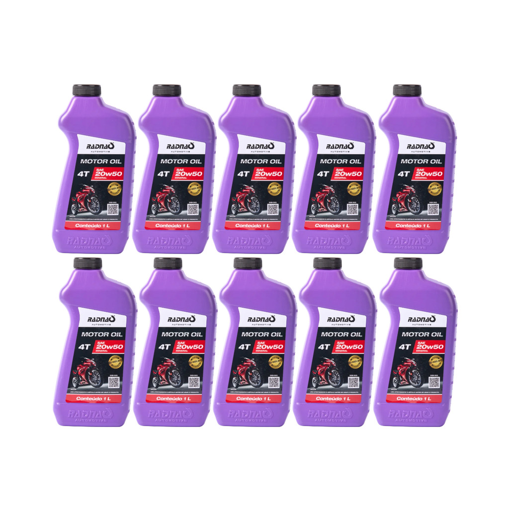 Kit 10L Óleo Para Moto 20W50 4T Jaso Ma2 Mineral Radnaq 1 Litro
