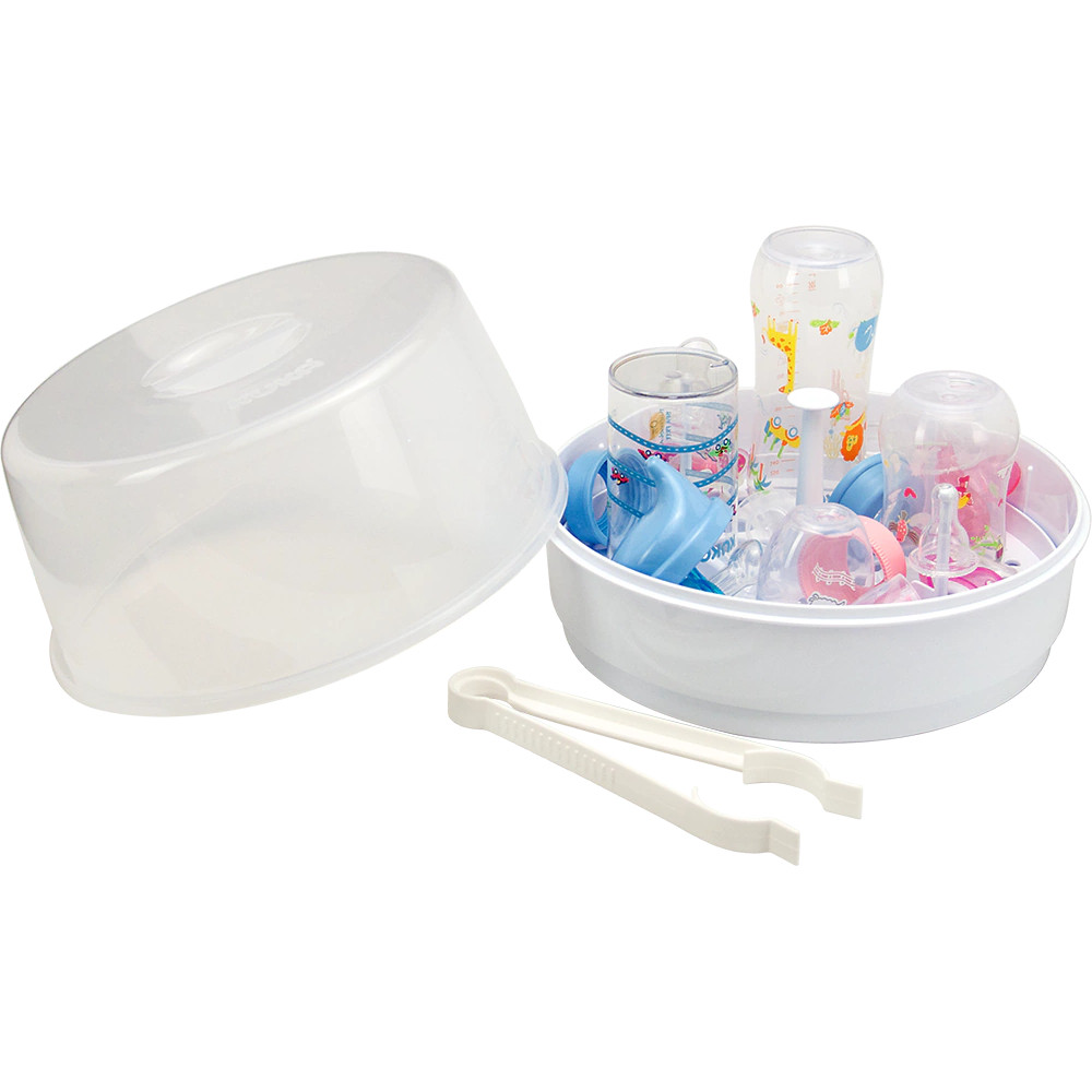 Esterilizador De Mamadeira Bicos Chupetas A Vapor Para Microondas com Pinça Branco KuKa