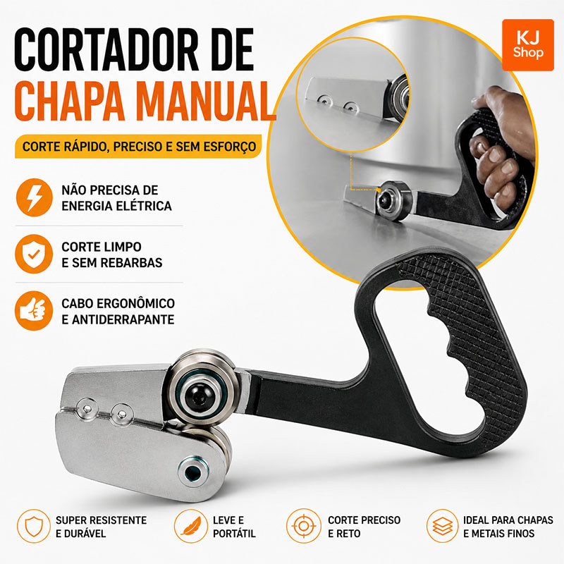 Cortador de Chapa Metálica Manual com Cabo Ergonômico Corte Rápido e Preciso Portátil