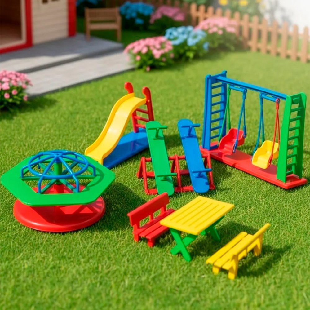 Faz De Conta Miniatura Parquinho Parque Gira Gira Balanço Gangorra
