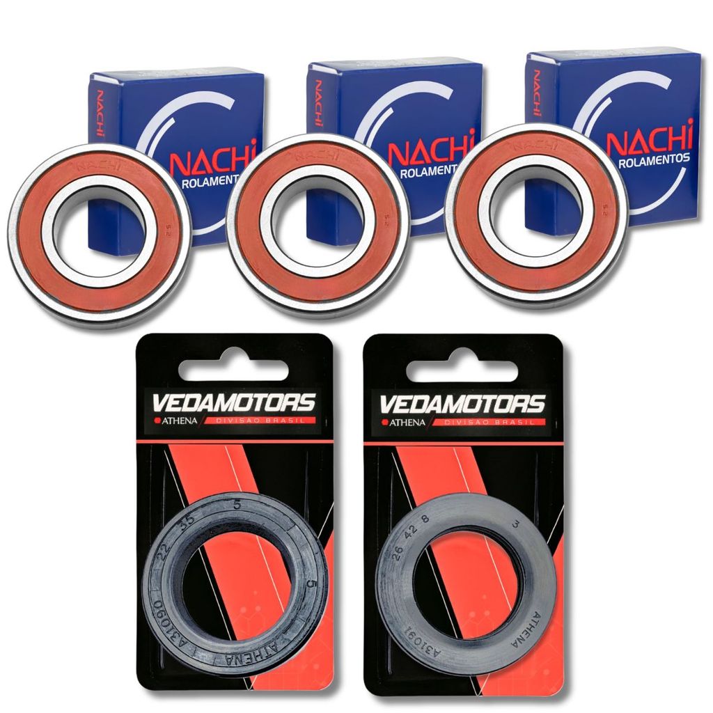Kit Rolamentos da Roda Traseira + Retentores Fz25 250 / Fazer 250 Nachi