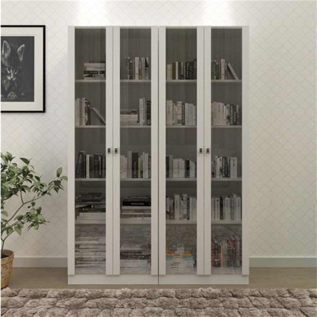 Kit 2 Armários para Escritório 2 Portas de Vidro ME4115 Branco Branco