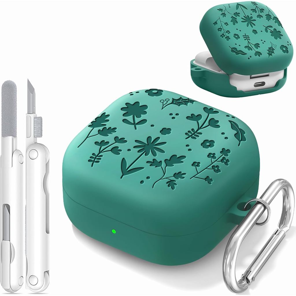 Capa com Gravação de Flor para Samsung Galaxy Buds 4 Pro e Buds 4 2026, Capa de 