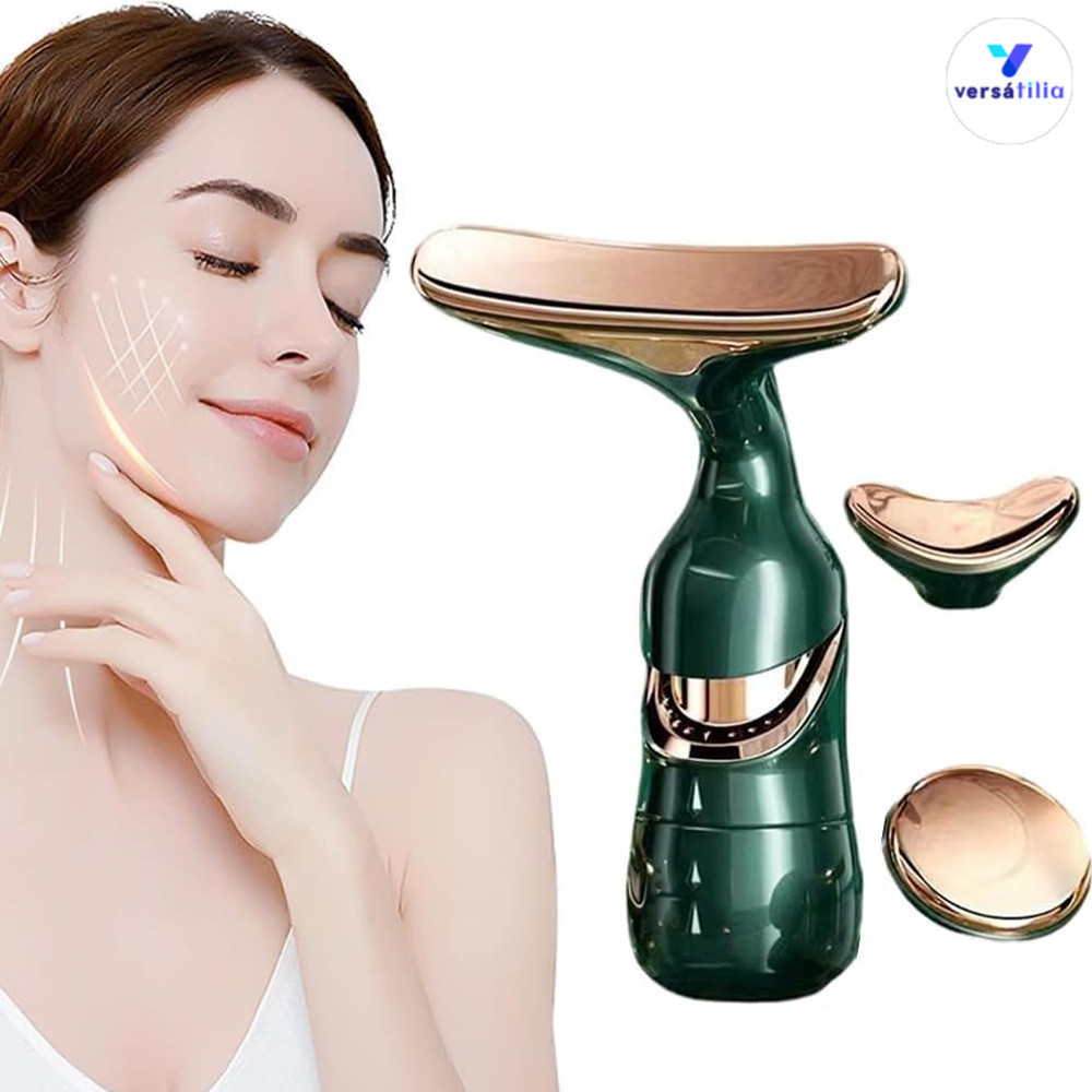 Massageador de Rosto e Pescoço 3 em 1 N7 – Vibração de Alta Frequência 7000 RPM, Antirrugas e Antienvelhecimento