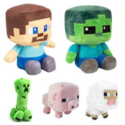 Steve Zumbi Minecraftt Pelúcia Creeper Ovelha Gato Cachorro Lobo Polvo Pelucia Robloxx Pixelado MC Criança Brinquedo
