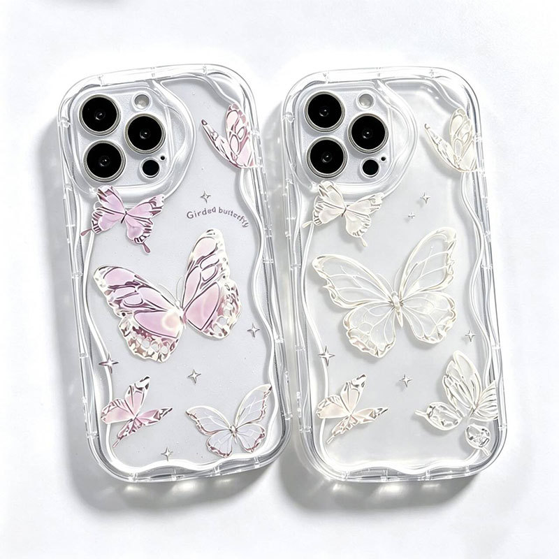 Capa Borboleta Linha Rosa Branca Para Samsung A57 A56 A17 A07 A27 A37 A55 A16 A06 A54 A15 A14 A12 A53 A32 A34 A13 A35 5G