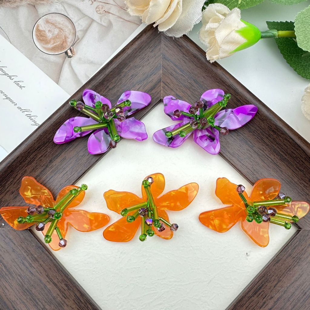 Flor de acetato de cinco pétalas tecido, acessórios DIY, brincos, acessórios para cabelo, bolsa de roupas, acessórios