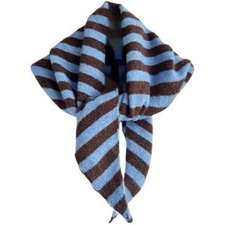 Cachecol Triangular de Tricô para Mulheres, Lenço de Cabeça com Listras Y2k, Acessórios Estéticos, Estilo Cottagecore, S
