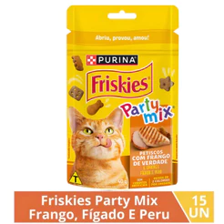 Petiscos Friskies Gatos Frango, Fígado e Peru CX15un de 40g