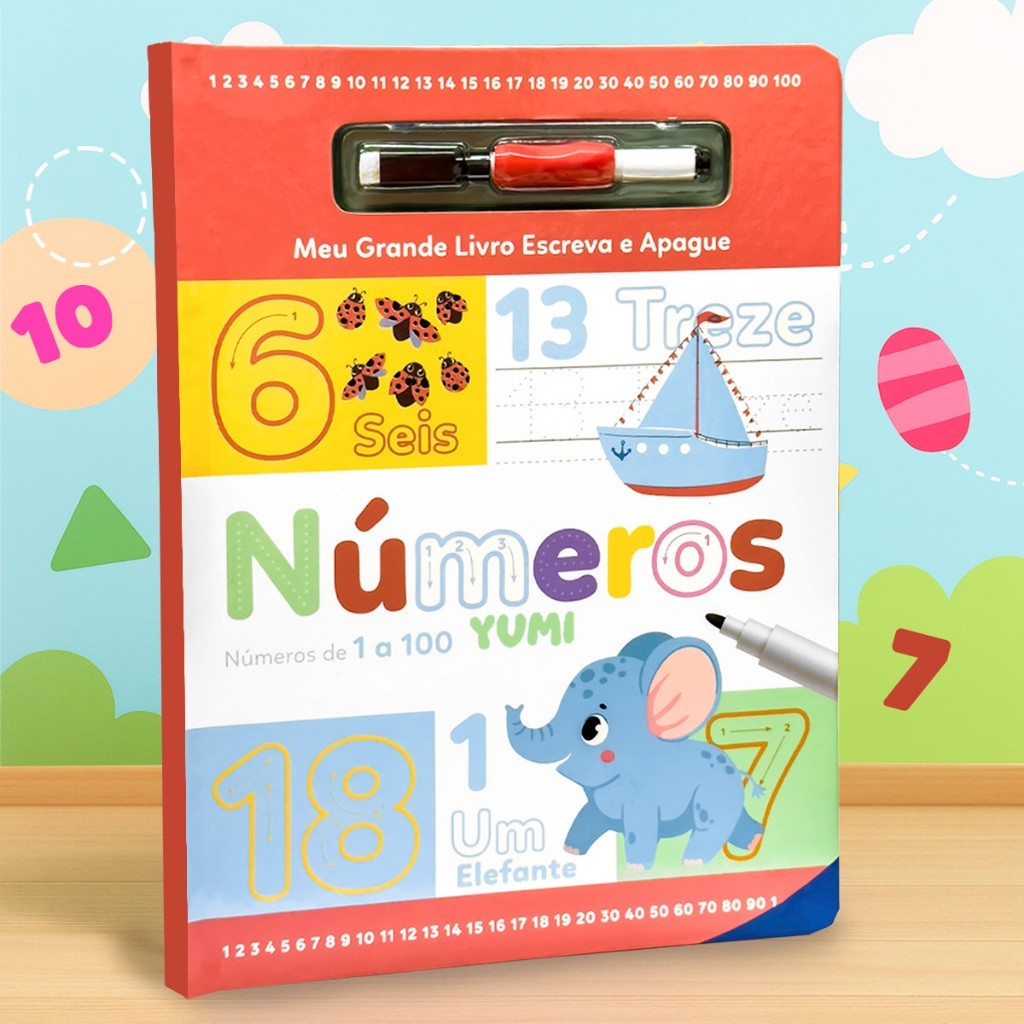 Meu Grande Livro Caderno De Caligrafia Infantil Caneta Apagável | Números De 1 A