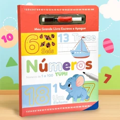 Meu Grande Livro Caderno De Caligrafia Infantil Caneta Apagável | Números De 1 A 100 - Edição Premium