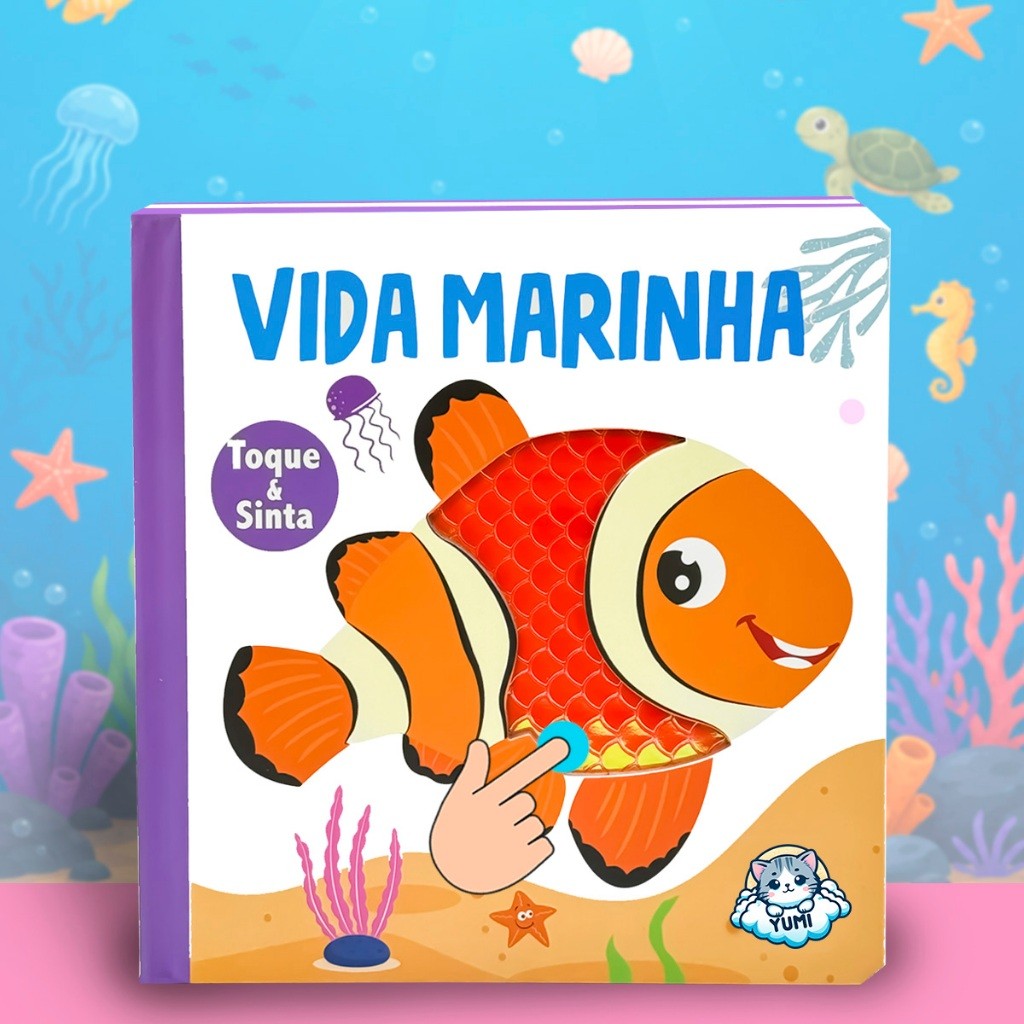 Livro Para Bebê de Texturas Animais Vida Marinha - Livro Sensorial Toque E Sinta
