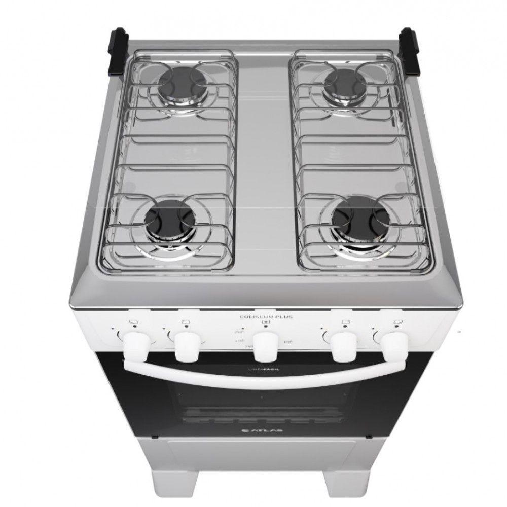 Fogão de Piso 4 Bocas GLP Atlas Coliseum Mesa em Aço Inox Acendimento Manual Branco · foto 2