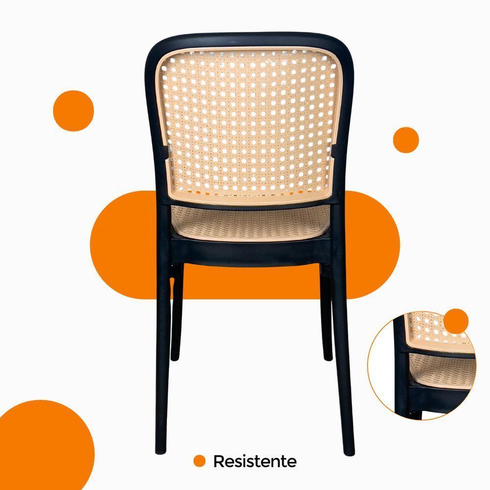 Kit 6 Cadeiras de Jantar Roma Plástico Polipropileno Preta Oficial Webshop — imagem 2 de 2