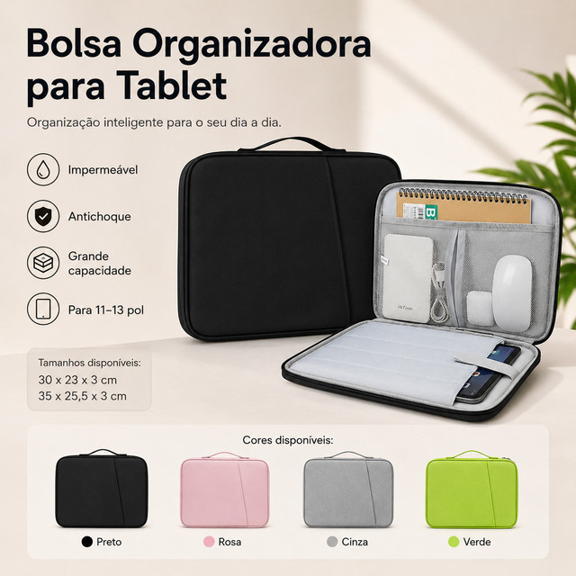 Adequado para Tablet de 11/13 polegadas e capas protetoras ultrafinas para Laptop, com zíper duplo, forro macio e compar