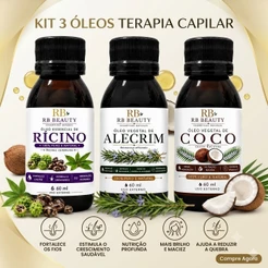 Kit Terapia Capilar Misturinha Óleo de Coco + Rícino + Alecrim 60ml Nutrição Reparação Crescimento