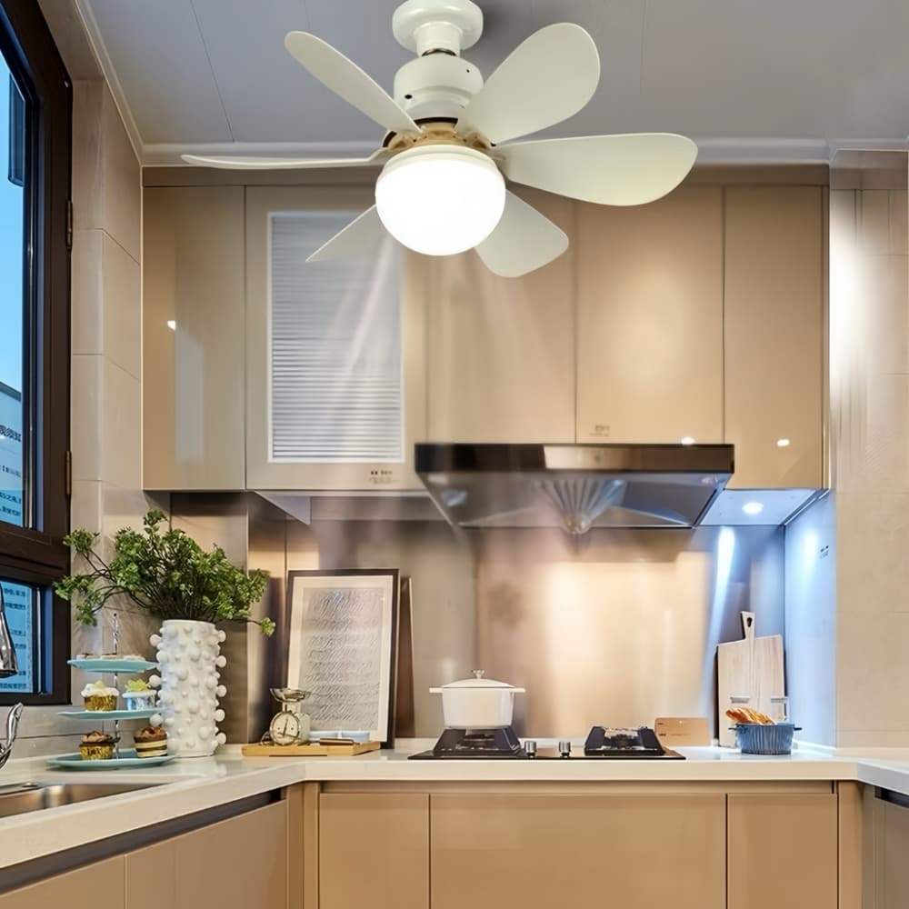 Luminaria Lustre Ventilador De Teto Led Silencioso 6 Folhas Com Controle Remoto Bivolt 110V 220V Ventilacao Moderna