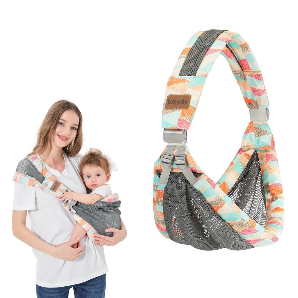 Porta-bebê ajustável de um ombro para bebês, leve, respirável, de malha, portátil, para recém-nascidos e crianças pequen