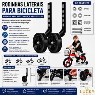 Par de Roda Lateral Rodinha Aro 12 14 16 E 20 Bicicleta Infantil