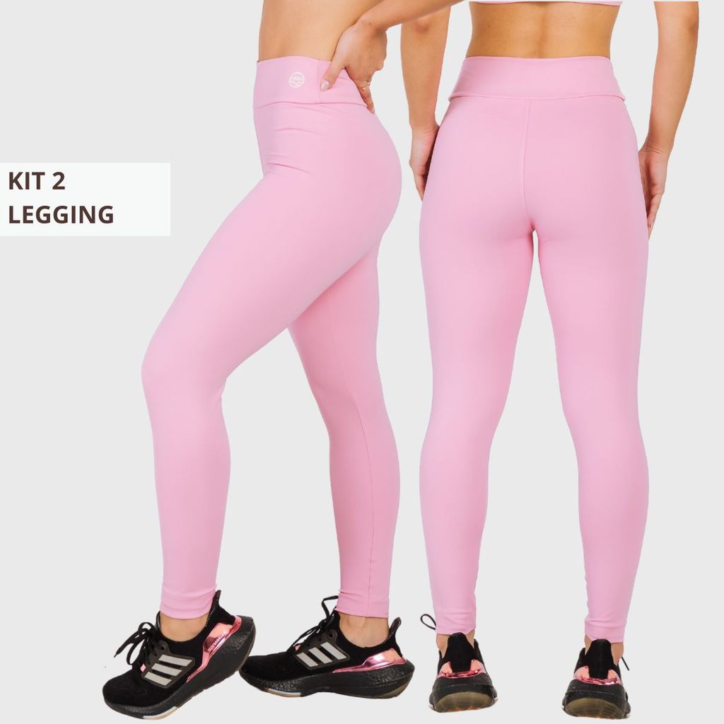 Kit 2 Legging Fitness Poliamida Zero Transparência Proteção UV50 Compressão Alta Sustentação Academia Feminina