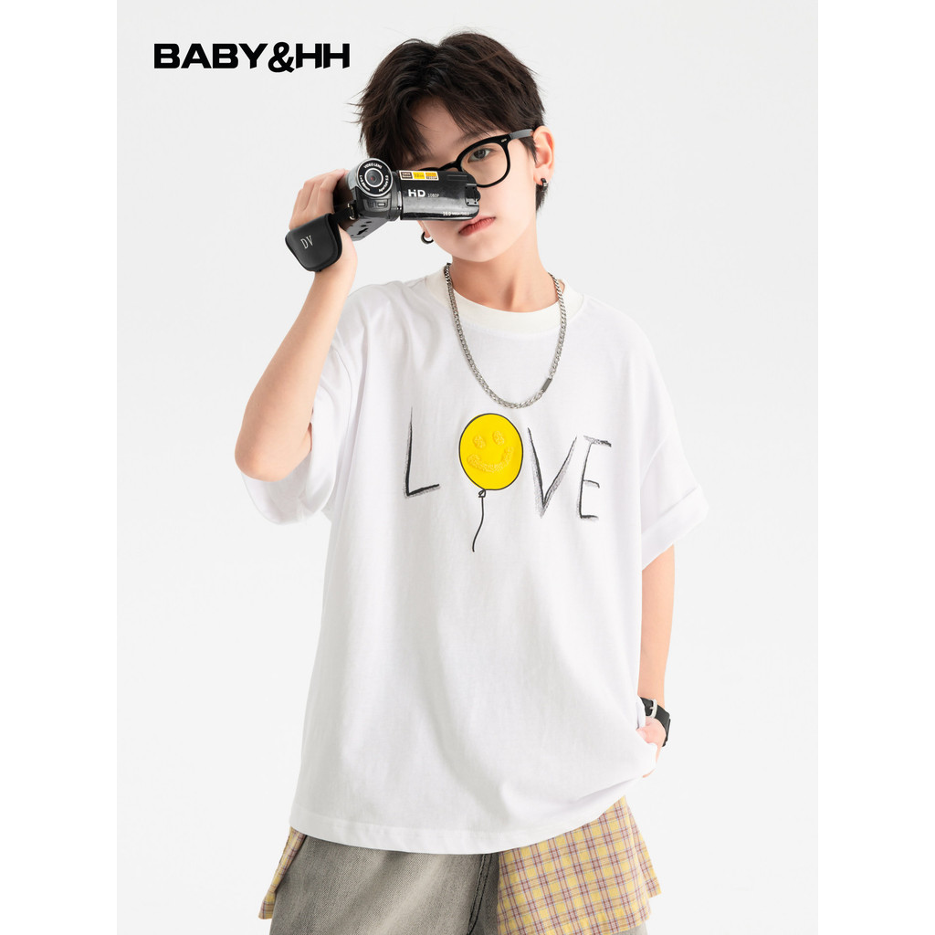 Meninos verão estilo coreano moda branco de manga curta camiseta 2026 novo estilo crianças jovens gelo-senhar algodão me