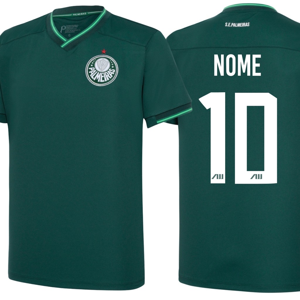Camisa Palmeiras Score III Adulto Masculina Personalizada Nome + Numero Gola V Original Dry-fit