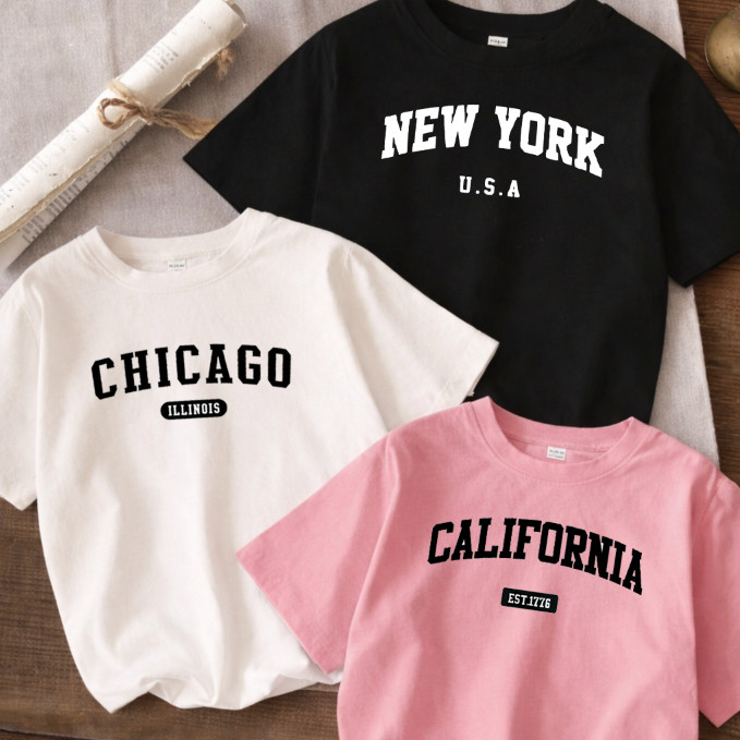 Kit 3 Camiseta Feminina Infantil Chica4go Ca4lifornia 100% Algodão Premium Estampado Moda Infantil